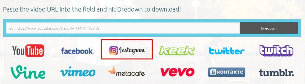 cara download video di instagram melalui dredown