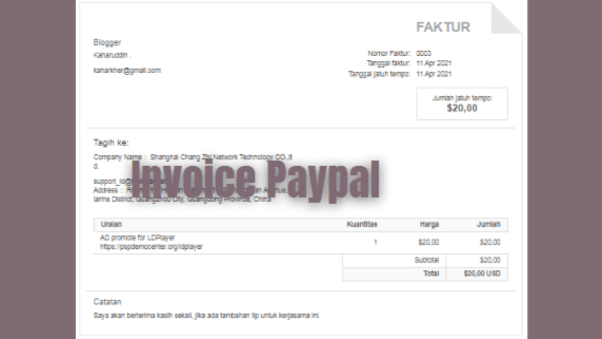 Invoice Paypal